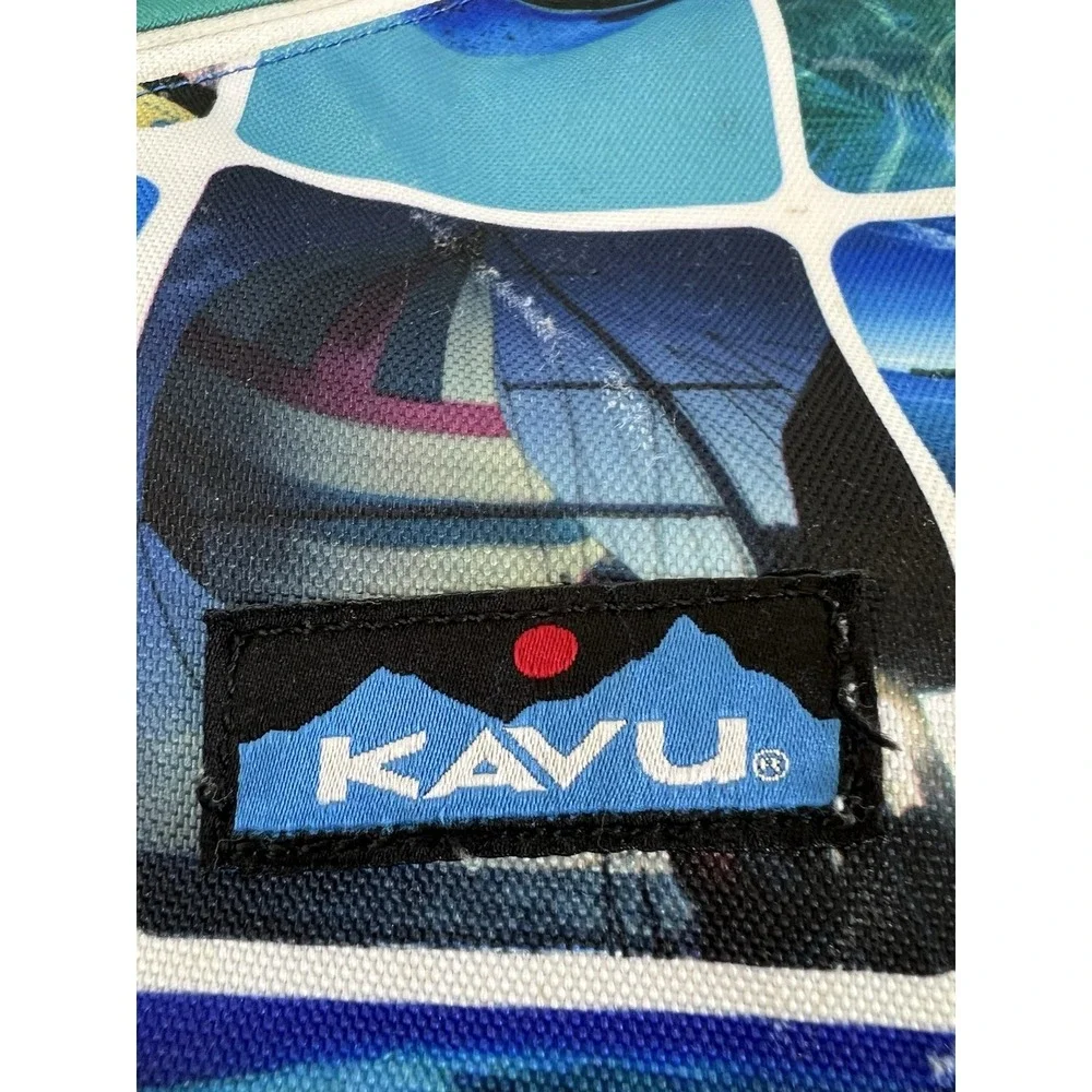 Kavu Busy Livin Rope Sling Backpack Surfing Ocean Theme Teal‎ Blue